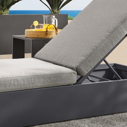 Tahoe Outdoor Patio Powder-Coated Aluminum Chaise Lounge Chair in Gray Gray by Modway (6634)