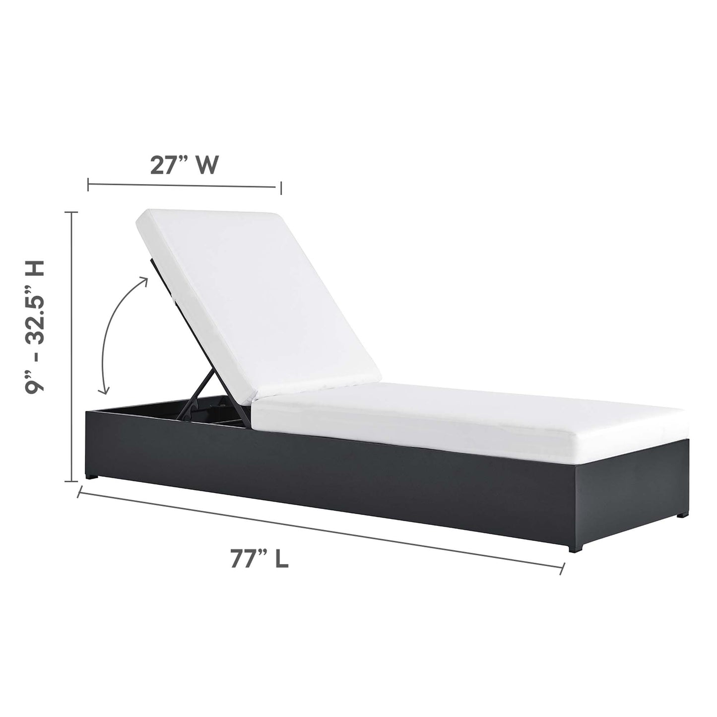 Tahoe Outdoor Patio Powder-Coated Aluminum Chaise Lounge Chair in Gray White by Modway (6634)