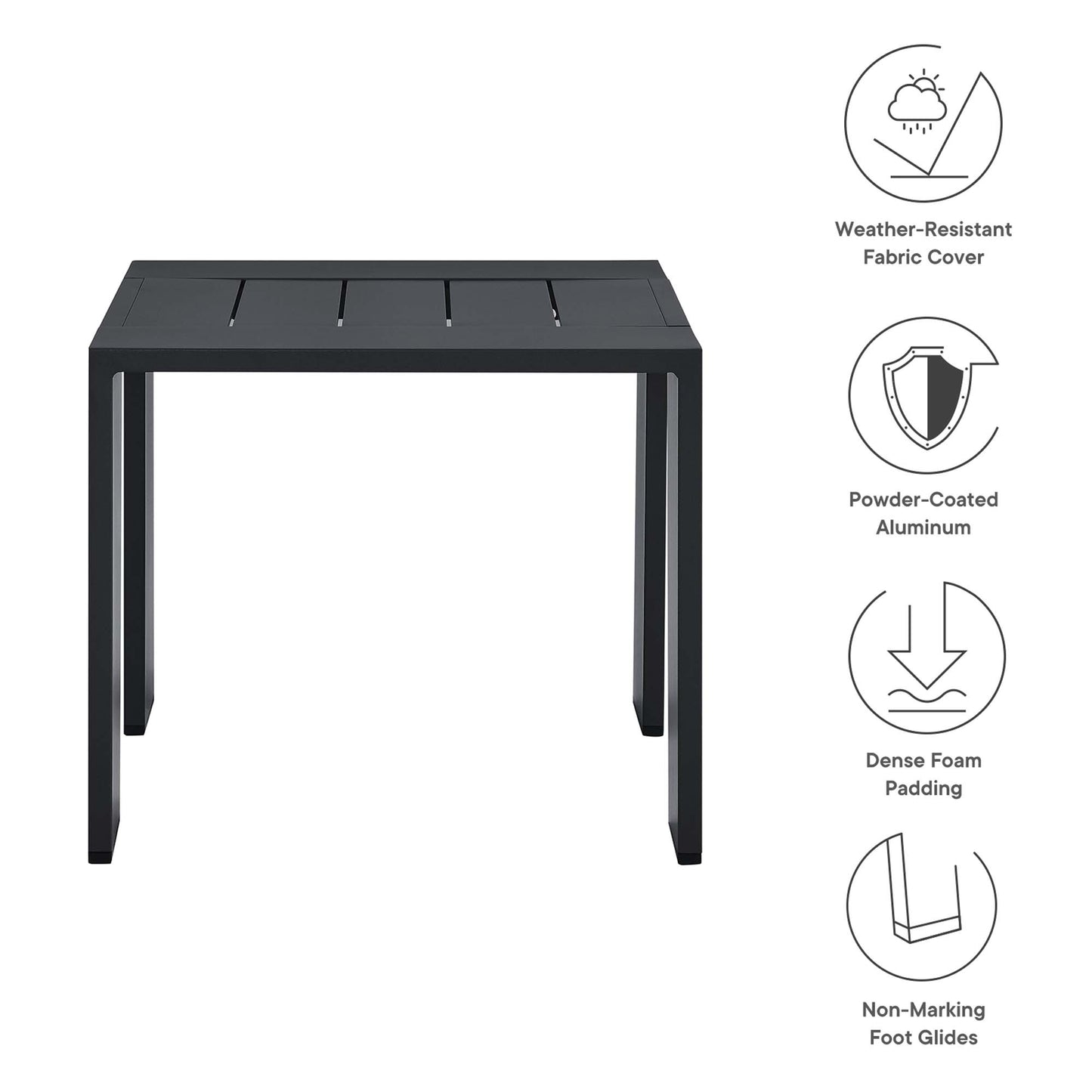 Tahoe Outdoor Patio Powder-Coated Aluminum End Table in Gray by Modway (6635)