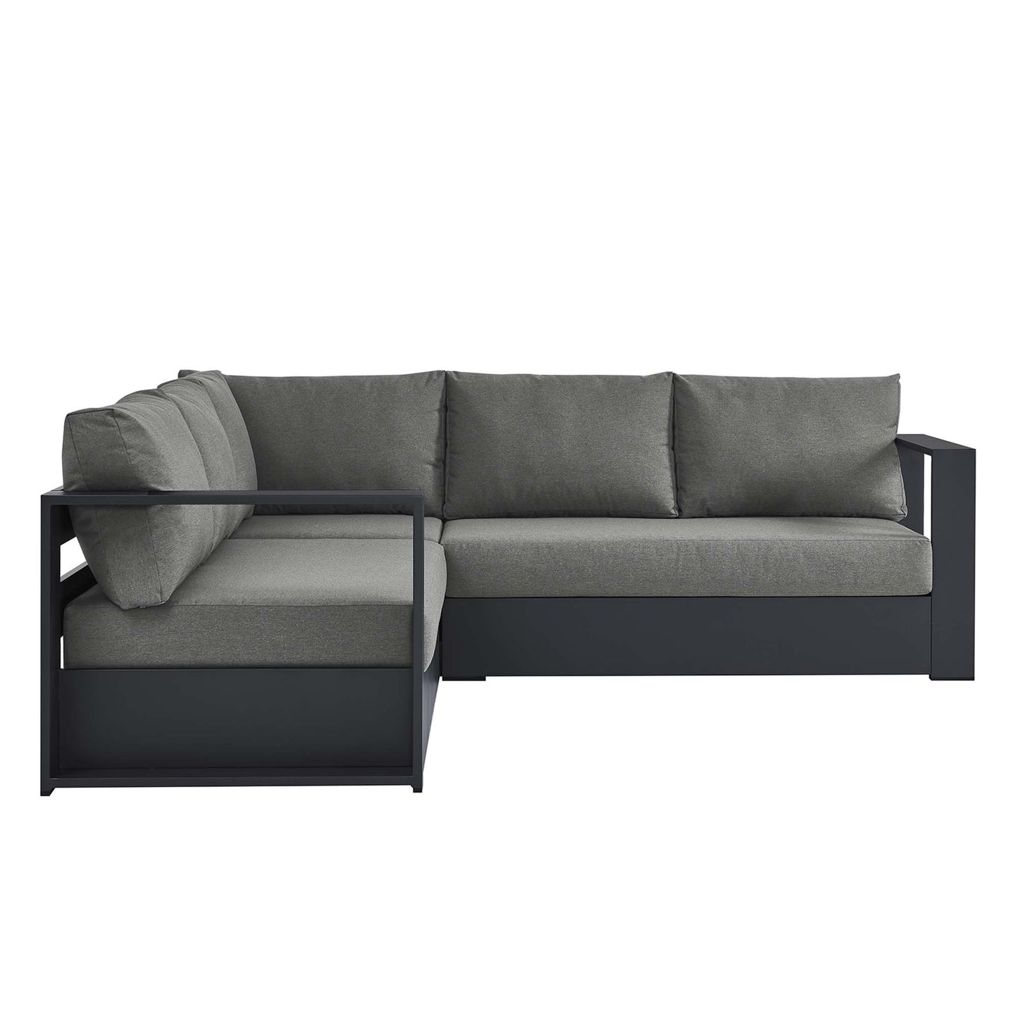 Tahoe 3-Piece Outdoor Patio Powder-Coated Aluminum Sectional Sofa Set in Gray Charcoal by Modway (6668)