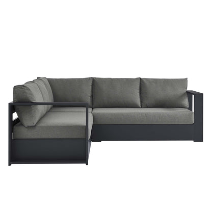 Tahoe 3-Piece Outdoor Patio Powder-Coated Aluminum Sectional Sofa Set in Gray Charcoal by Modway (6668)