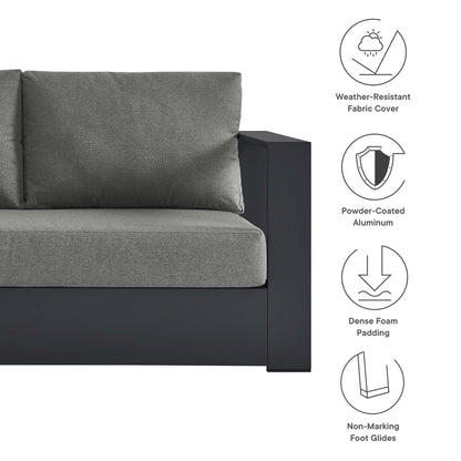 Tahoe 3-Piece Outdoor Patio Powder-Coated Aluminum Sectional Sofa Set in Gray Charcoal by Modway (6668)