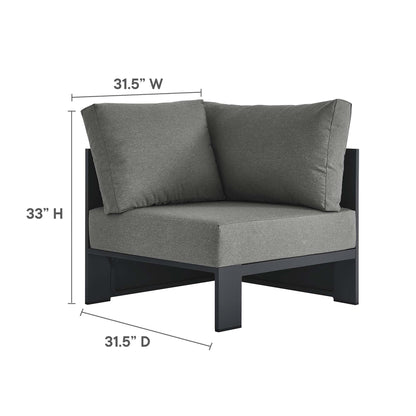 Tahoe 3-Piece Outdoor Patio Powder-Coated Aluminum Sectional Sofa Set in Gray Charcoal by Modway (6668)