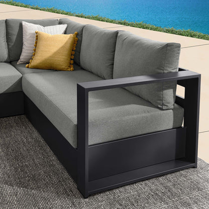 Tahoe 3-Piece Outdoor Patio Powder-Coated Aluminum Sectional Sofa Set in Gray Charcoal by Modway (6668)