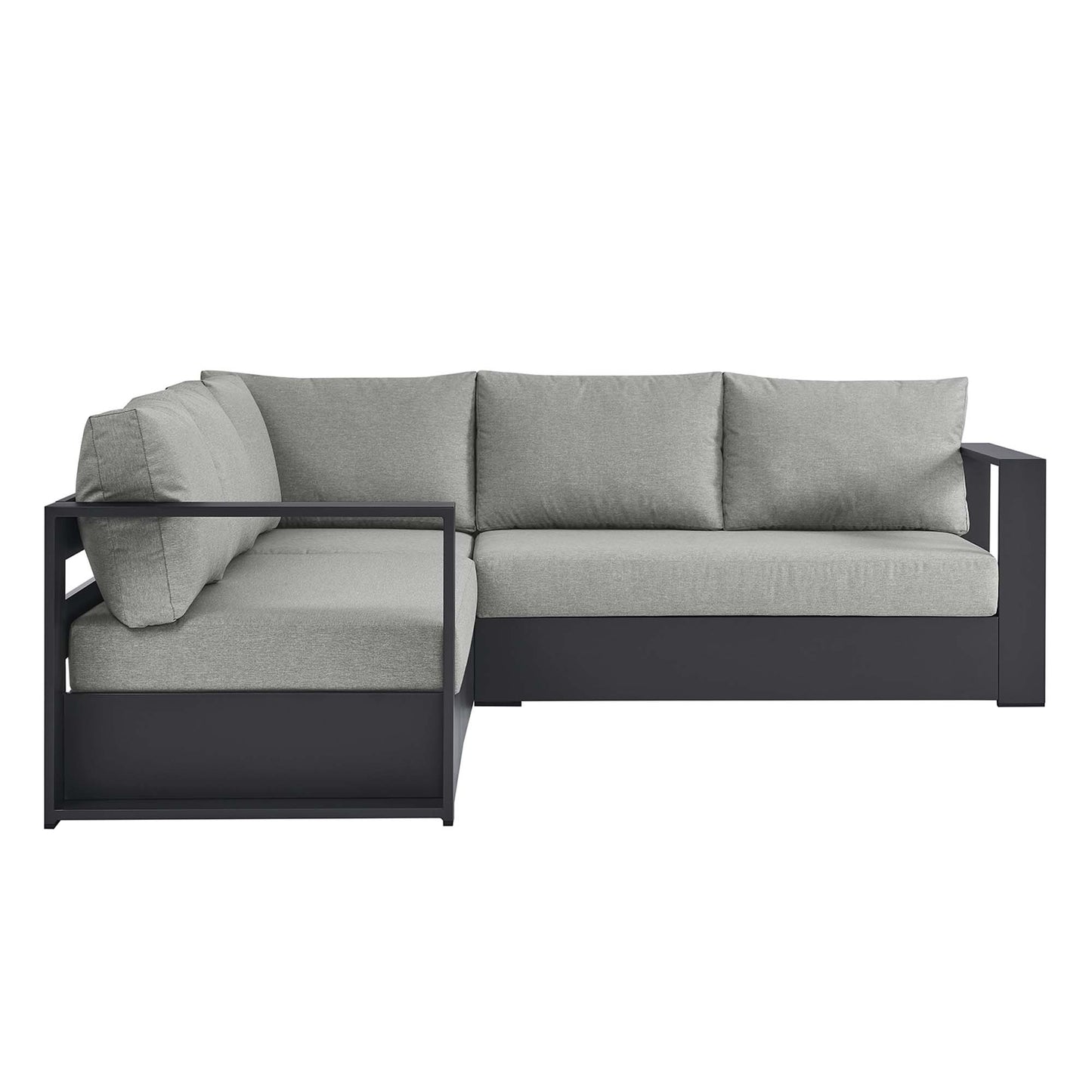 Tahoe 3-Piece Outdoor Patio Powder-Coated Aluminum Sectional Sofa Set in Gray Gray by Modway (6668)