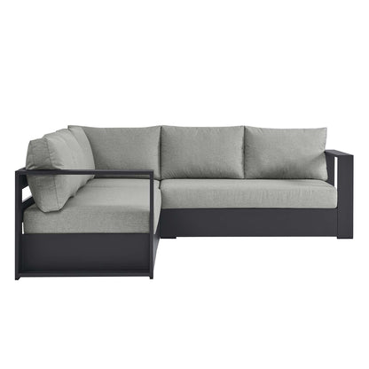Tahoe 3-Piece Outdoor Patio Powder-Coated Aluminum Sectional Sofa Set in Gray Gray by Modway (6668)