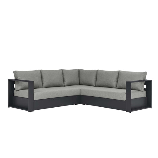 Tahoe 3-Piece Outdoor Patio Powder-Coated Aluminum Sectional Sofa Set in Gray Gray by Modway (6668)
