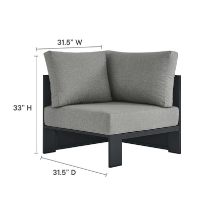 Tahoe 3-Piece Outdoor Patio Powder-Coated Aluminum Sectional Sofa Set in Gray Gray by Modway (6668)
