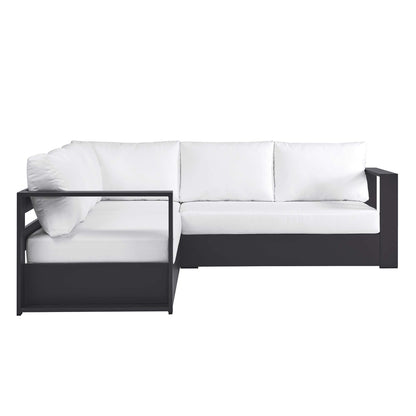 Tahoe 3-Piece Outdoor Patio Powder-Coated Aluminum Sectional Sofa Set in Gray White by Modway (6668)