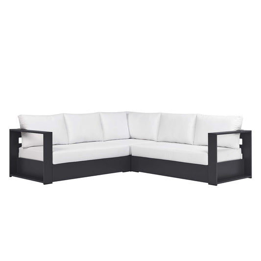 Tahoe 3-Piece Outdoor Patio Powder-Coated Aluminum Sectional Sofa Set in Gray White by Modway (6668)