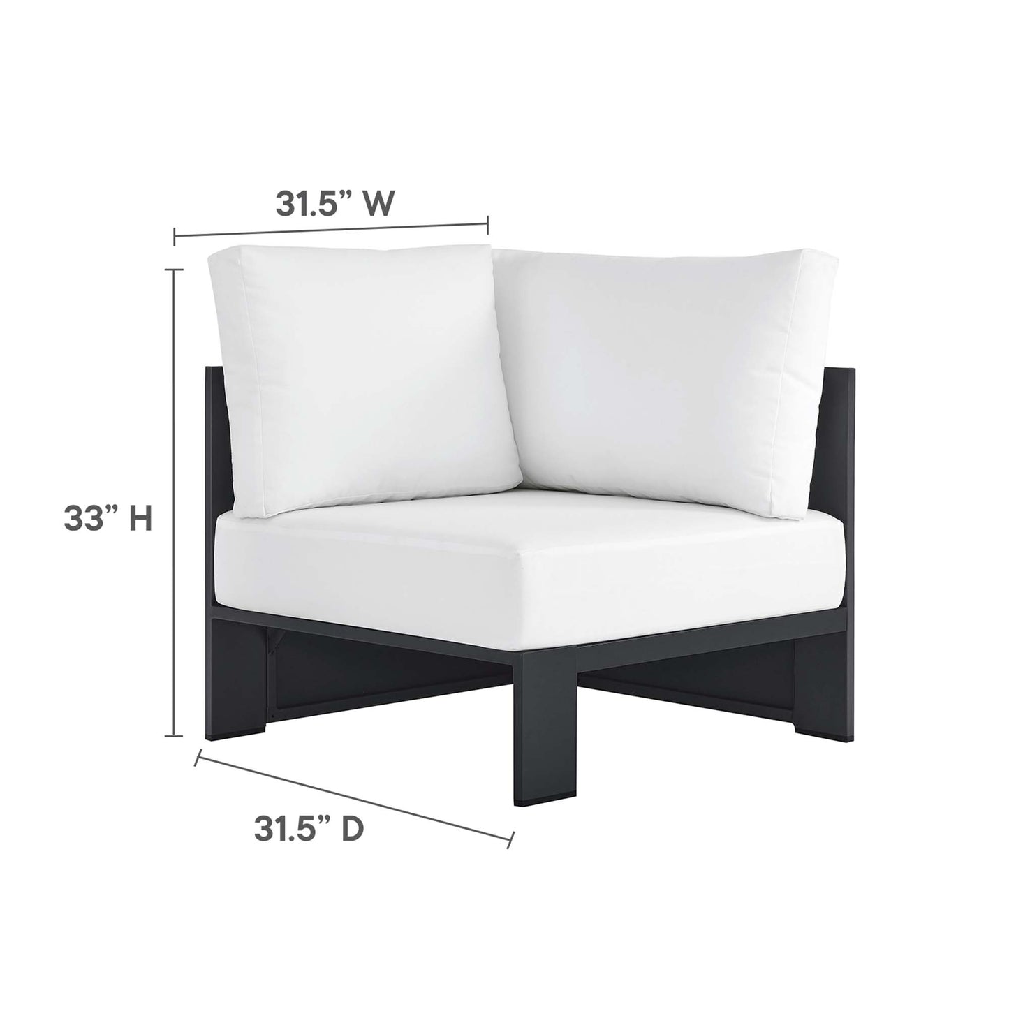 Tahoe 3-Piece Outdoor Patio Powder-Coated Aluminum Sectional Sofa Set in Gray White by Modway (6668)