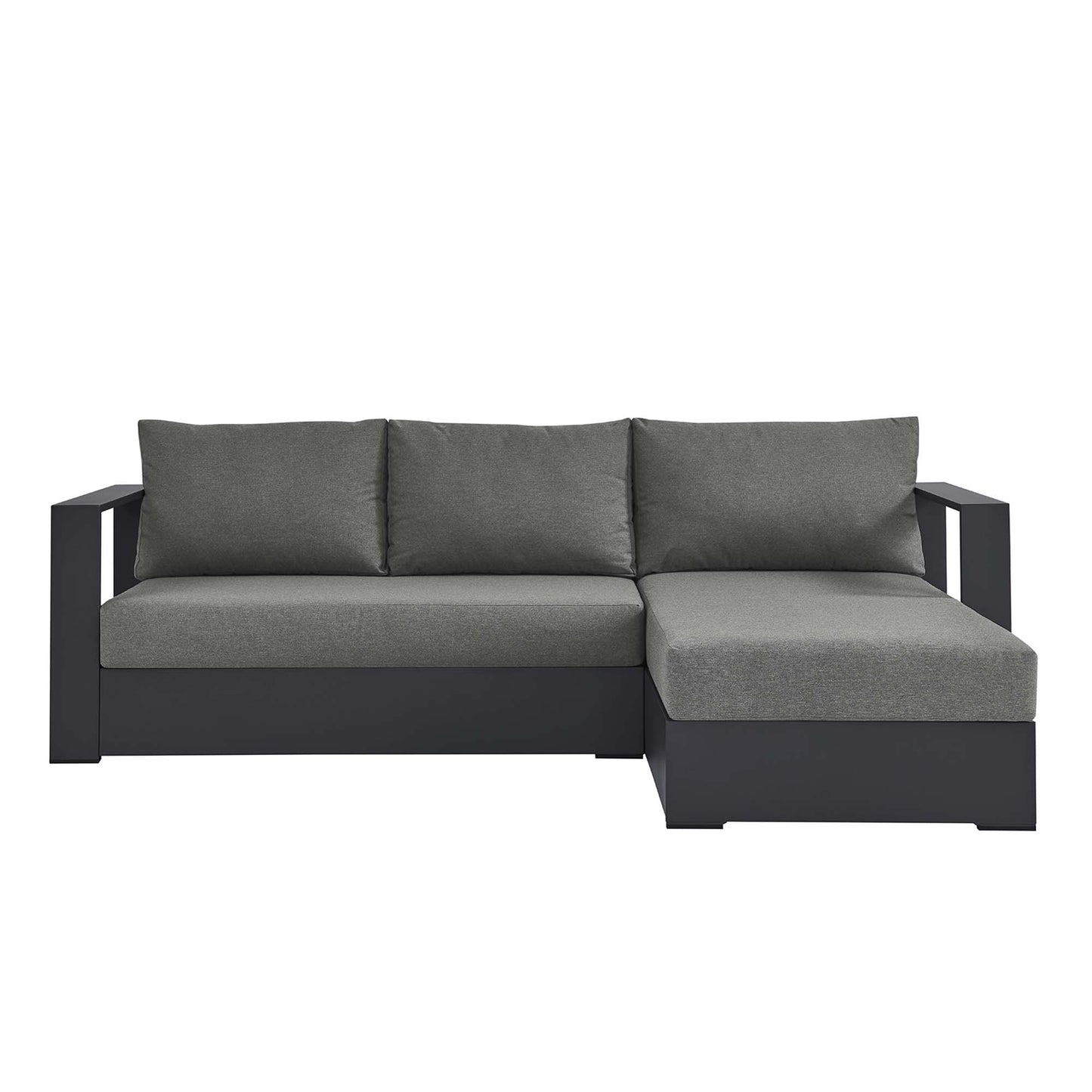 Tahoe 2-Piece Outdoor Patio Powder-Coated Aluminum Right-Facing Chaise Sectional Sofa Set in Gray Charcoal by Modway (6669)