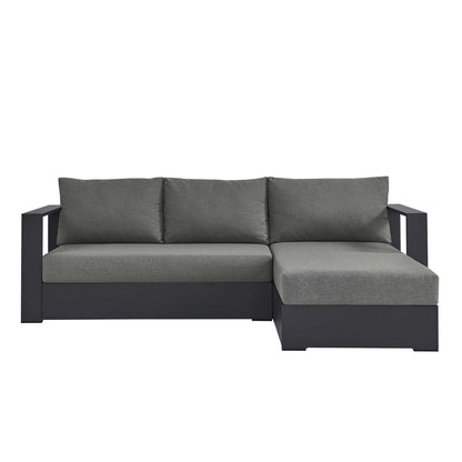Tahoe 2-Piece Outdoor Patio Powder-Coated Aluminum Right-Facing Chaise Sectional Sofa Set in Gray Charcoal by Modway (6669)