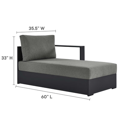 Tahoe 2-Piece Outdoor Patio Powder-Coated Aluminum Right-Facing Chaise Sectional Sofa Set in Gray Charcoal by Modway (6669)