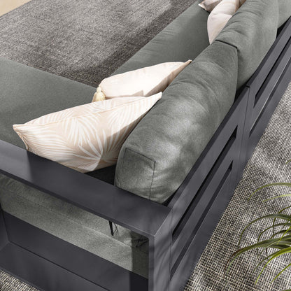 Tahoe 2-Piece Outdoor Patio Powder-Coated Aluminum Right-Facing Chaise Sectional Sofa Set in Gray Charcoal by Modway (6669)