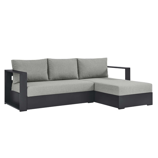 Tahoe 2-Piece Outdoor Patio Powder-Coated Aluminum Right-Facing Chaise Sectional Sofa Set in Gray Gray by Modway (6669)