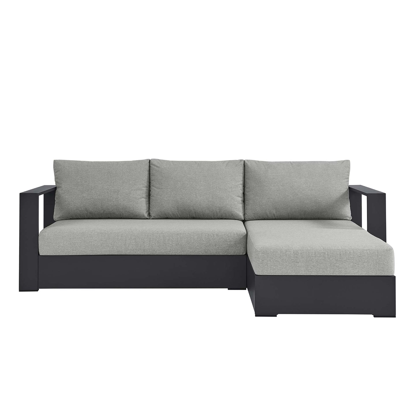 Tahoe 2-Piece Outdoor Patio Powder-Coated Aluminum Right-Facing Chaise Sectional Sofa Set in Gray Gray by Modway (6669)