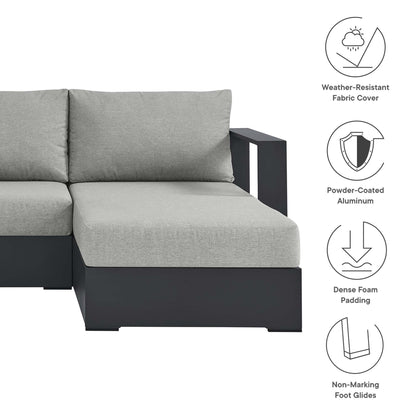 Tahoe 2-Piece Outdoor Patio Powder-Coated Aluminum Right-Facing Chaise Sectional Sofa Set in Gray Gray by Modway (6669)