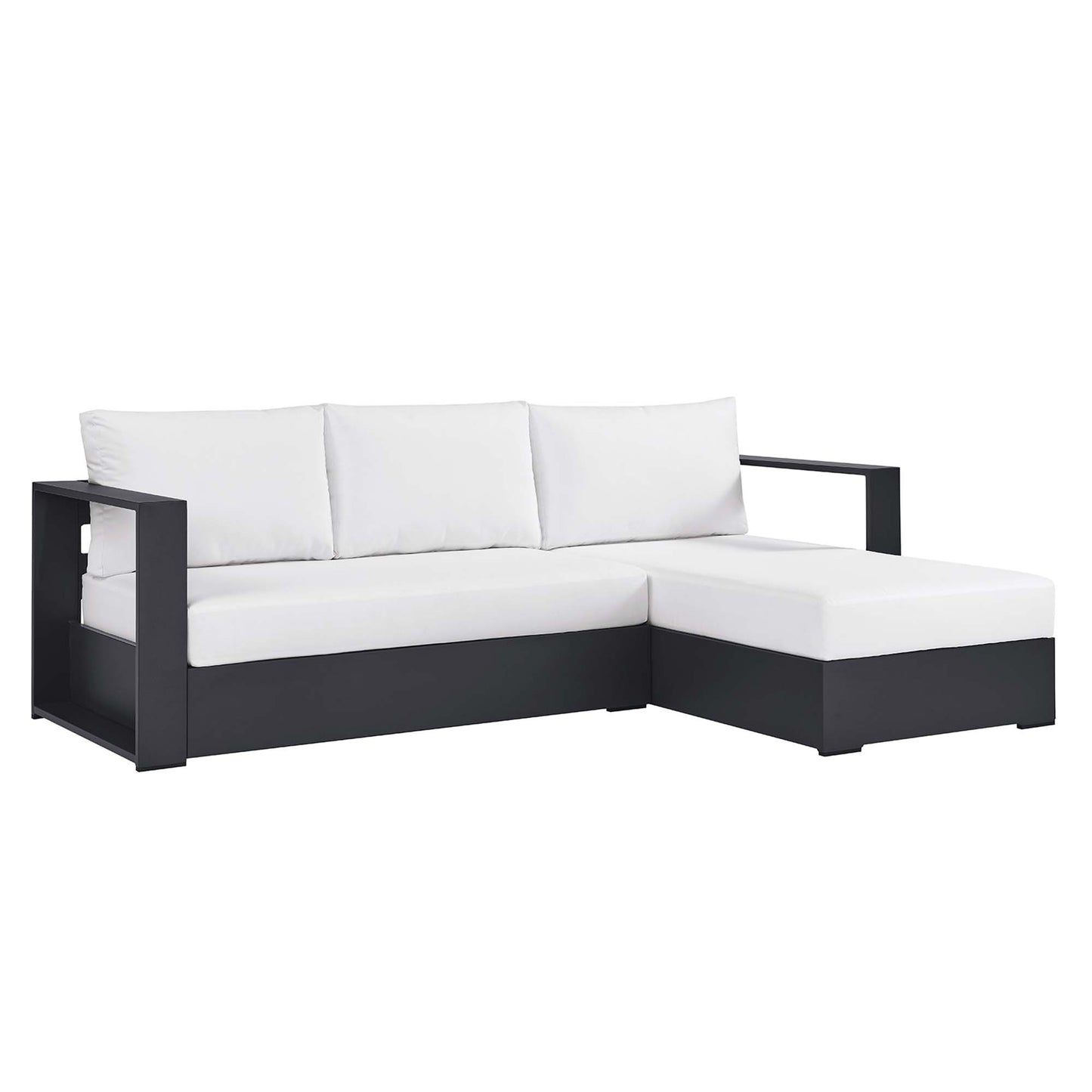 Tahoe 2-Piece Outdoor Patio Powder-Coated Aluminum Right-Facing Chaise Sectional Sofa Set in Gray White by Modway (6669)