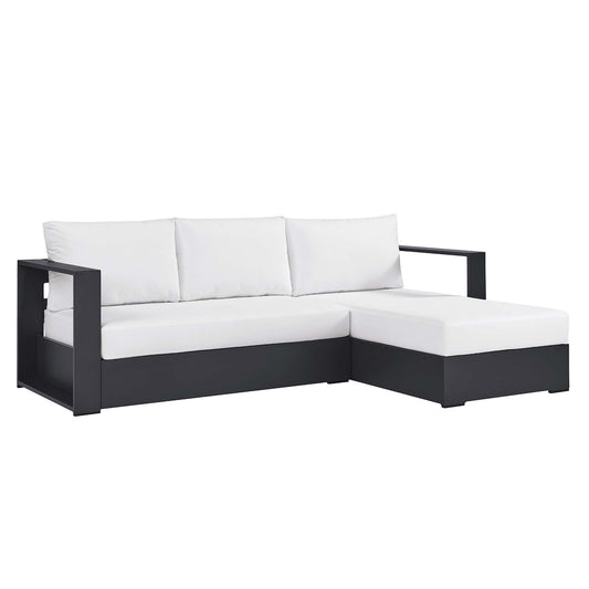 Tahoe 2-Piece Outdoor Patio Powder-Coated Aluminum Right-Facing Chaise Sectional Sofa Set in Gray White by Modway (6669)