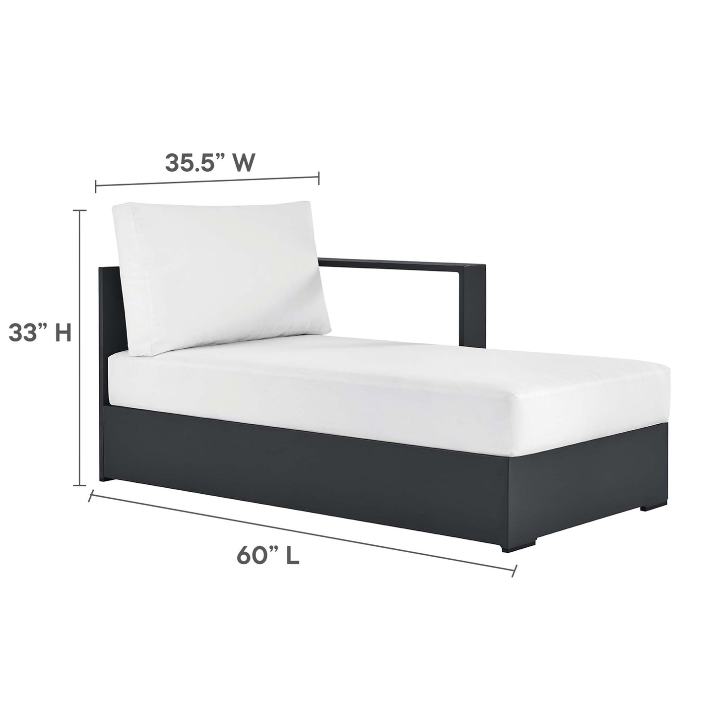 Tahoe 2-Piece Outdoor Patio Powder-Coated Aluminum Right-Facing Chaise Sectional Sofa Set in Gray White by Modway (6669)