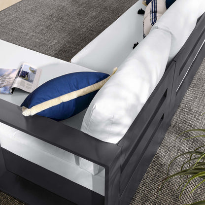 Tahoe 2-Piece Outdoor Patio Powder-Coated Aluminum Right-Facing Chaise Sectional Sofa Set in Gray White by Modway (6669)