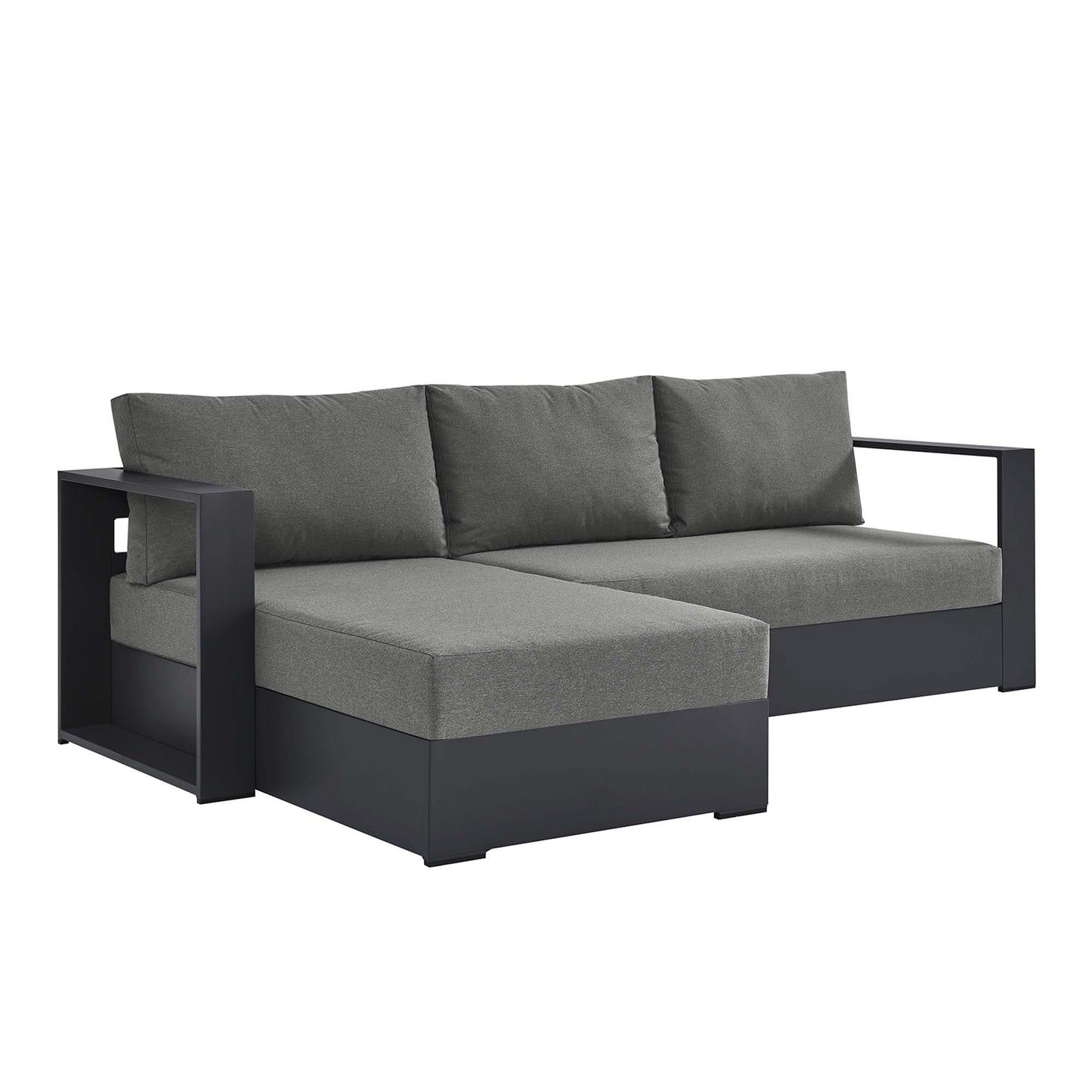 Tahoe 2-Piece Outdoor Patio Powder-Coated Aluminum Left-Facing Chaise Sectional Sofa Set in Gray Charcoal by Modway (6670)