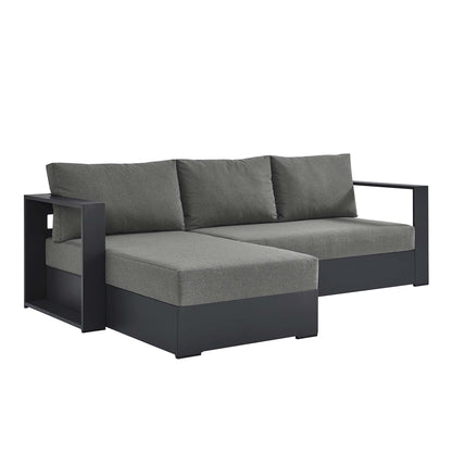 Tahoe 2-Piece Outdoor Patio Powder-Coated Aluminum Left-Facing Chaise Sectional Sofa Set in Gray Charcoal by Modway (6670)