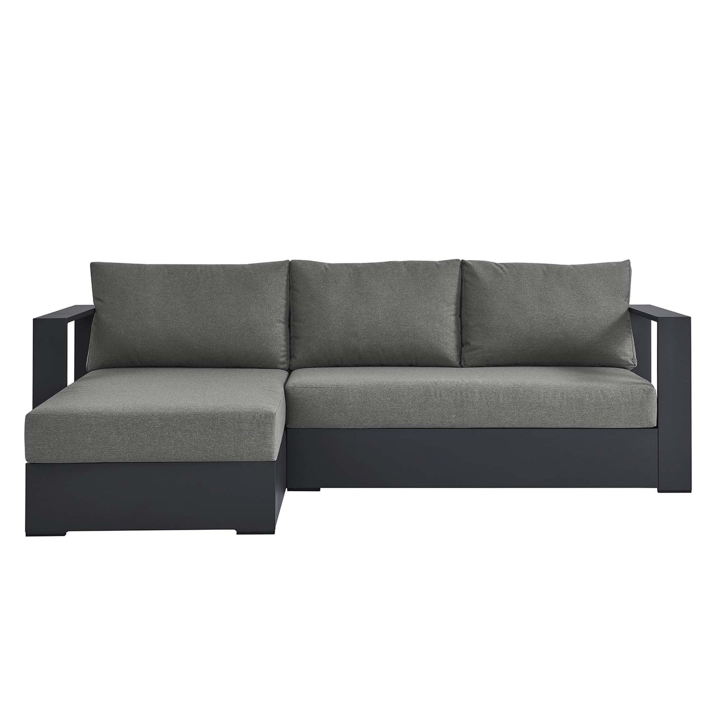 Tahoe 2-Piece Outdoor Patio Powder-Coated Aluminum Left-Facing Chaise Sectional Sofa Set in Gray Charcoal by Modway (6670)