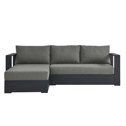 Tahoe 2-Piece Outdoor Patio Powder-Coated Aluminum Left-Facing Chaise Sectional Sofa Set in Gray Charcoal by Modway (6670)