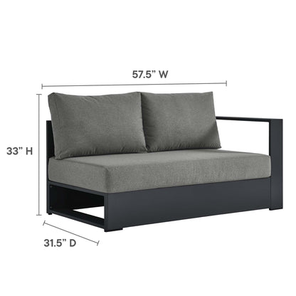 Tahoe 2-Piece Outdoor Patio Powder-Coated Aluminum Left-Facing Chaise Sectional Sofa Set in Gray Charcoal by Modway (6670)