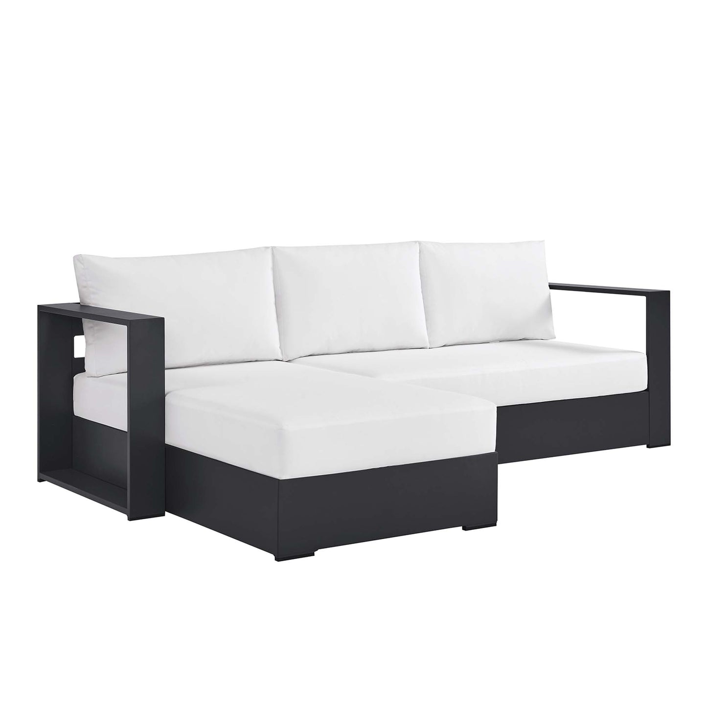 Tahoe 2-Piece Outdoor Patio Powder-Coated Aluminum Left-Facing Chaise Sectional Sofa Set in Gray White by Modway (6670)