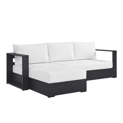 Tahoe 2-Piece Outdoor Patio Powder-Coated Aluminum Left-Facing Chaise Sectional Sofa Set in Gray White by Modway (6670)