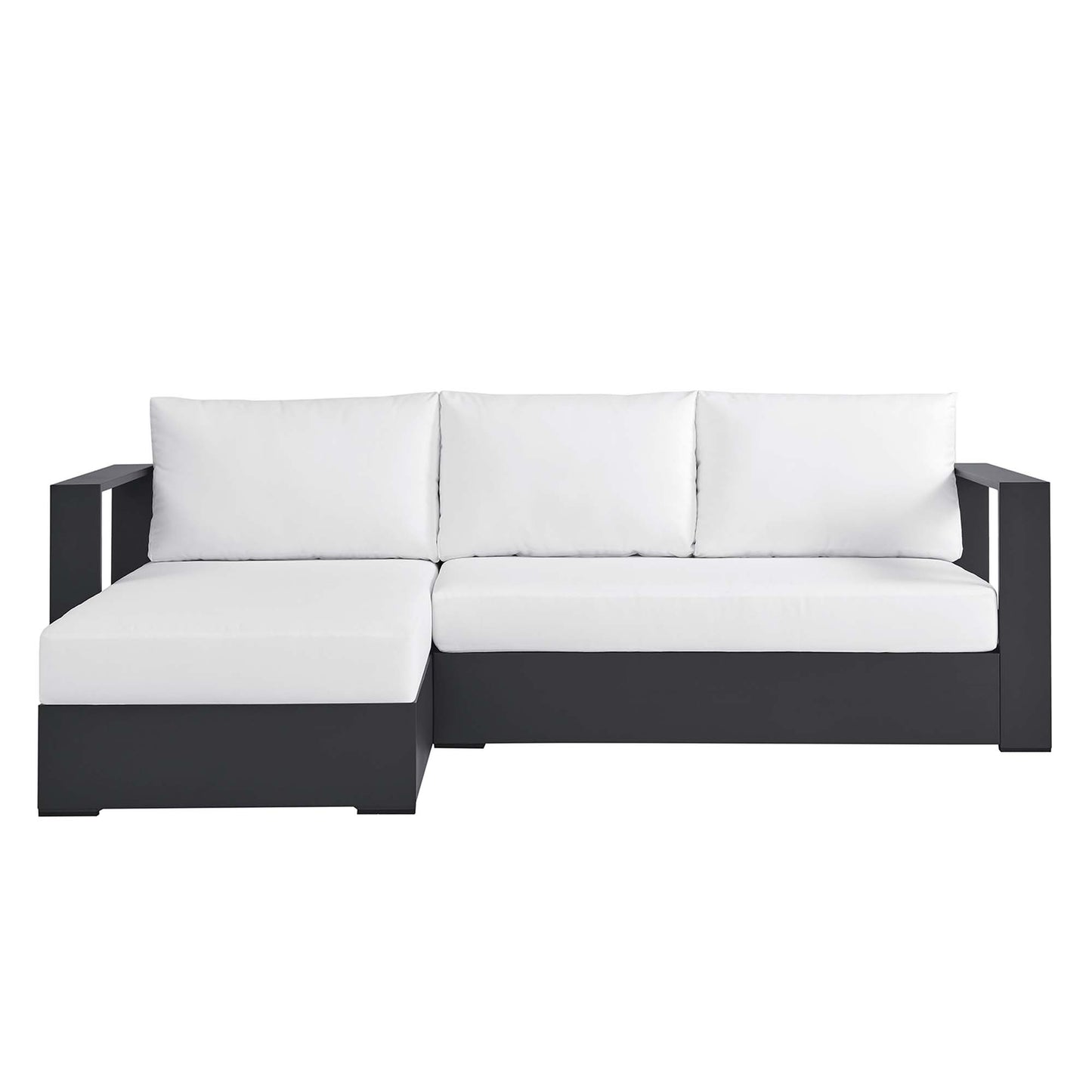 Tahoe 2-Piece Outdoor Patio Powder-Coated Aluminum Left-Facing Chaise Sectional Sofa Set in Gray White by Modway (6670)