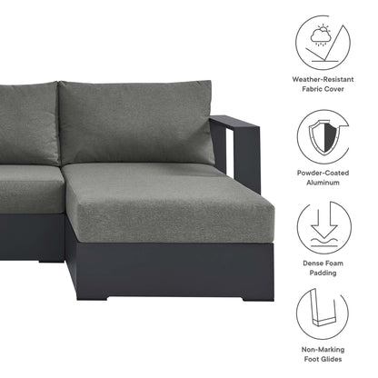 Tahoe 3-Piece Outdoor Patio Powder-Coated Aluminum Right-Facing Chaise Sectional Sofa Set in Gray Charcoal by Modway (6671)