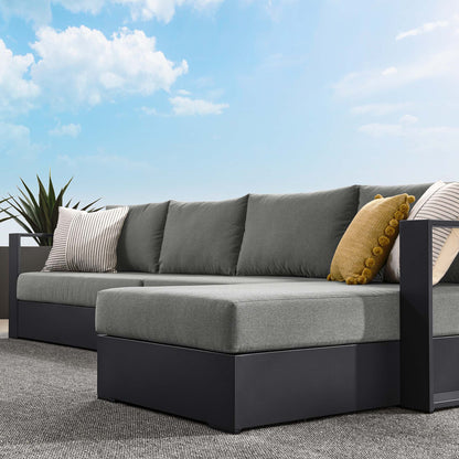 Tahoe 3-Piece Outdoor Patio Powder-Coated Aluminum Right-Facing Chaise Sectional Sofa Set in Gray Charcoal by Modway (6671)