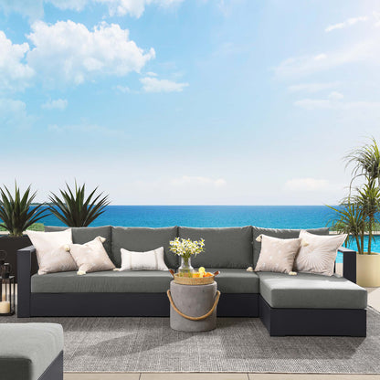Tahoe 3-Piece Outdoor Patio Powder-Coated Aluminum Right-Facing Chaise Sectional Sofa Set in Gray Charcoal by Modway (6671)