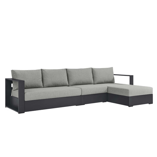 Tahoe 3-Piece Outdoor Patio Powder-Coated Aluminum Right-Facing Chaise Sectional Sofa Set in Gray Gray by Modway (6671)