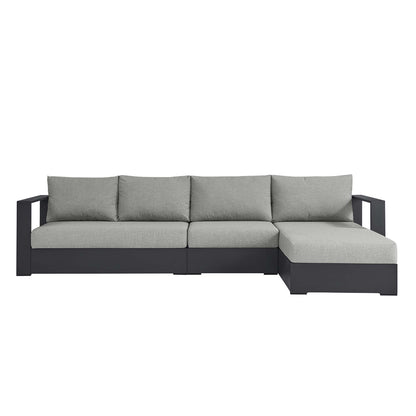Tahoe 3-Piece Outdoor Patio Powder-Coated Aluminum Right-Facing Chaise Sectional Sofa Set in Gray Gray by Modway (6671)