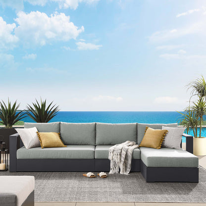 Tahoe 3-Piece Outdoor Patio Powder-Coated Aluminum Right-Facing Chaise Sectional Sofa Set in Gray Gray by Modway (6671)