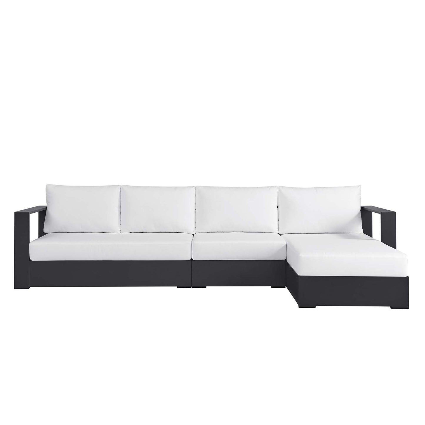 Tahoe 3-Piece Outdoor Patio Powder-Coated Aluminum Right-Facing Chaise Sectional Sofa Set in Gray White by Modway (6671)