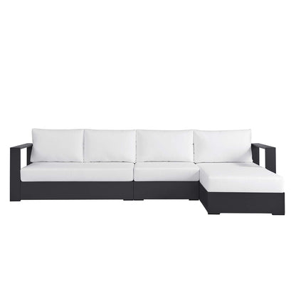 Tahoe 3-Piece Outdoor Patio Powder-Coated Aluminum Right-Facing Chaise Sectional Sofa Set in Gray White by Modway (6671)