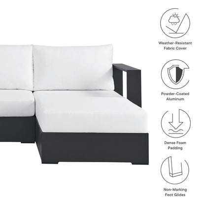 Tahoe 3-Piece Outdoor Patio Powder-Coated Aluminum Right-Facing Chaise Sectional Sofa Set in Gray White by Modway (6671)
