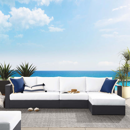 Tahoe 3-Piece Outdoor Patio Powder-Coated Aluminum Right-Facing Chaise Sectional Sofa Set in Gray White by Modway (6671)