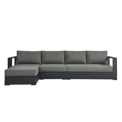 Tahoe 3-Piece Outdoor Patio Powder-Coated Aluminum Left-Facing Chaise Sectional Sofa Set in Gray Charcoal by Modway (6672)