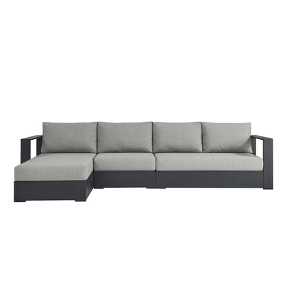 Tahoe 3-Piece Outdoor Patio Powder-Coated Aluminum Left-Facing Chaise Sectional Sofa Set in Gray Gray by Modway (6672)