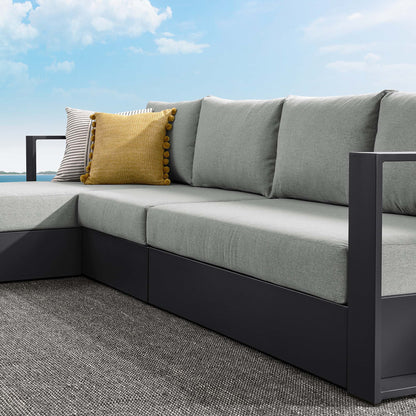 Tahoe 3-Piece Outdoor Patio Powder-Coated Aluminum Left-Facing Chaise Sectional Sofa Set in Gray Gray by Modway (6672)