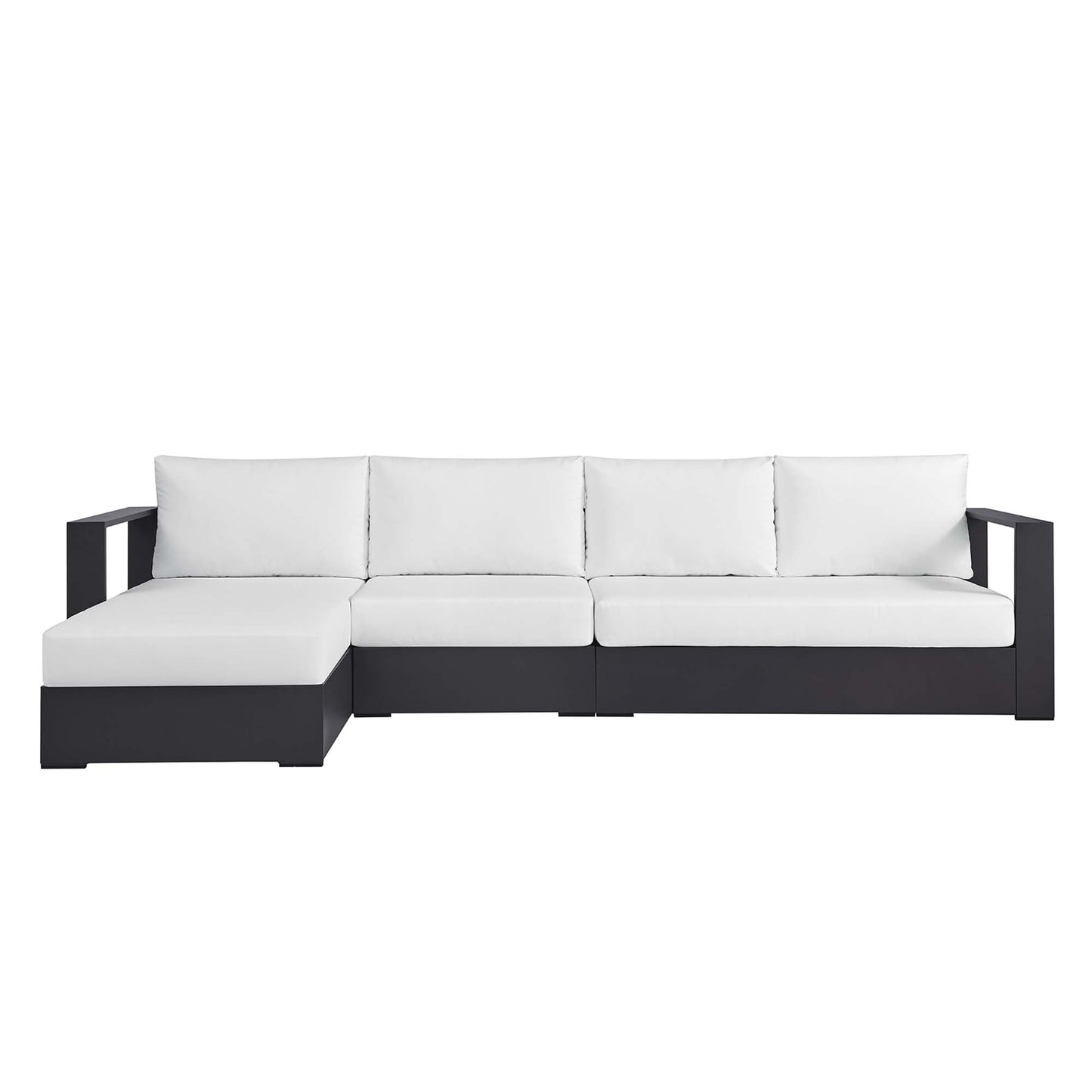 Tahoe 3-Piece Outdoor Patio Powder-Coated Aluminum Left-Facing Chaise Sectional Sofa Set in Gray White by Modway (6672)