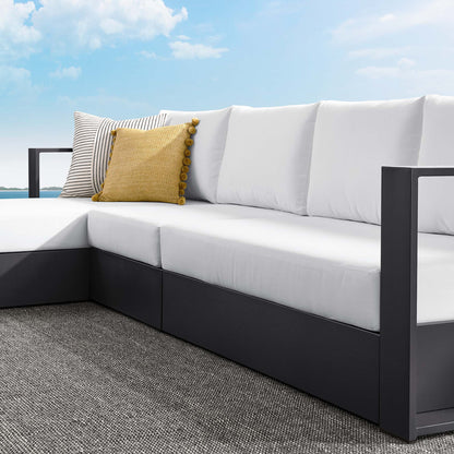 Tahoe 3-Piece Outdoor Patio Powder-Coated Aluminum Left-Facing Chaise Sectional Sofa Set in Gray White by Modway (6672)