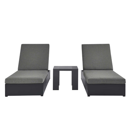 Tahoe 3-Piece Outdoor Patio Powder-Coated Aluminum Chaise Lounge Set in Gray Charcoal by Modway (6673)